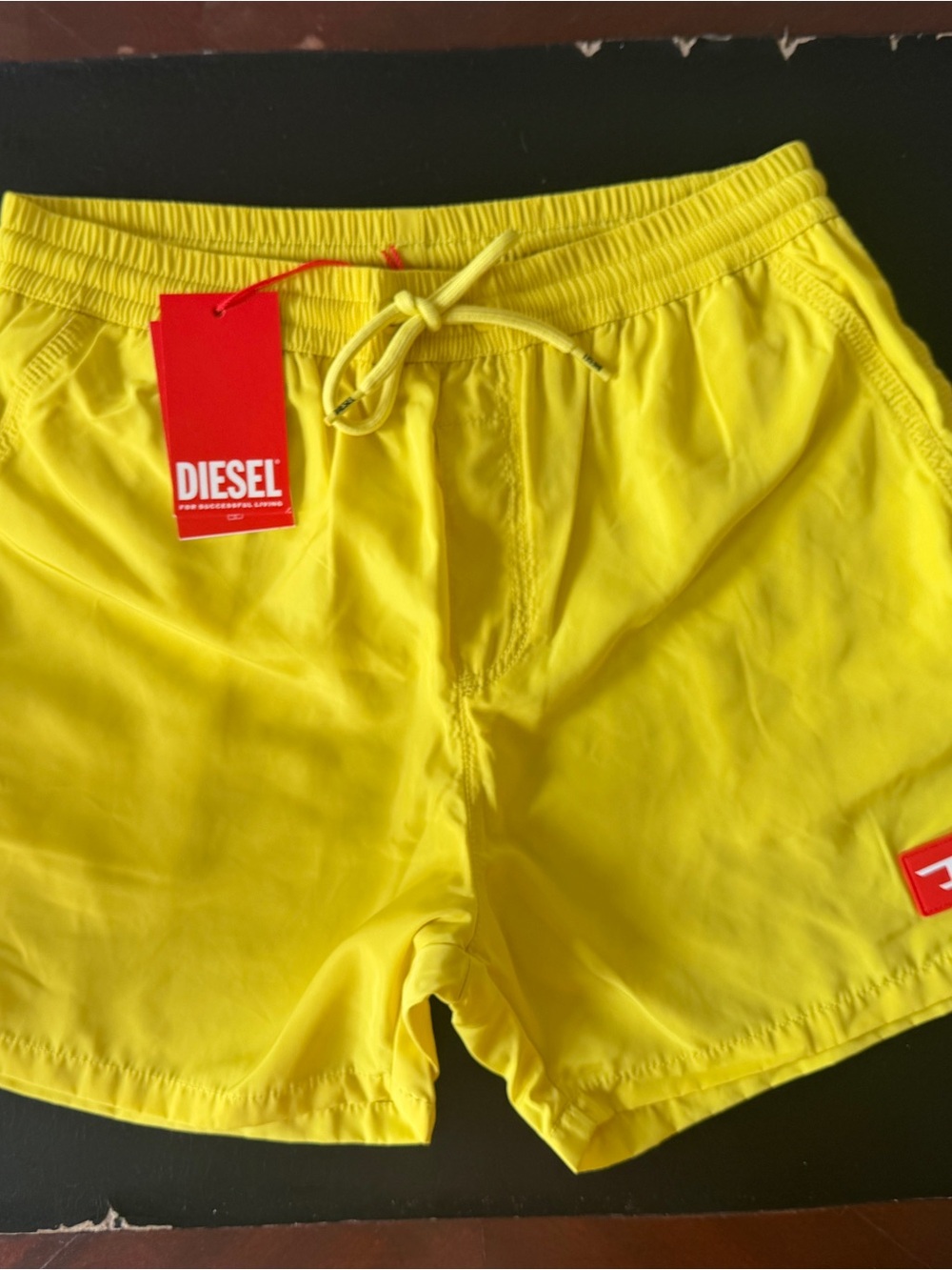 Diesel Men's Yellow Swim Boxer-styled Shorts
